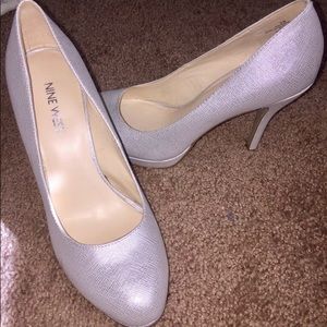 Nine West silver heels